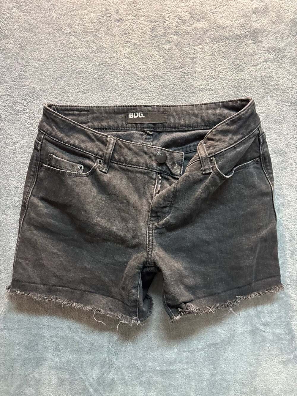 BDG Women's Frayed Hem Black Denim Jean Shorts